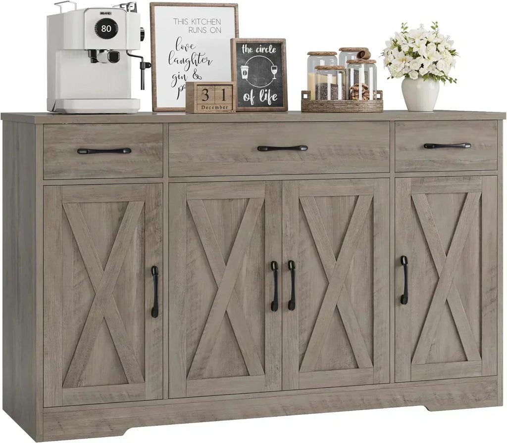 Sideboard with drawers large 55-inch sideboard modern farmhouse wood kitchen dining table