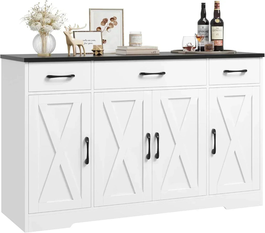 Sideboard with drawers large 55-inch sideboard modern farmhouse wood kitchen dining table