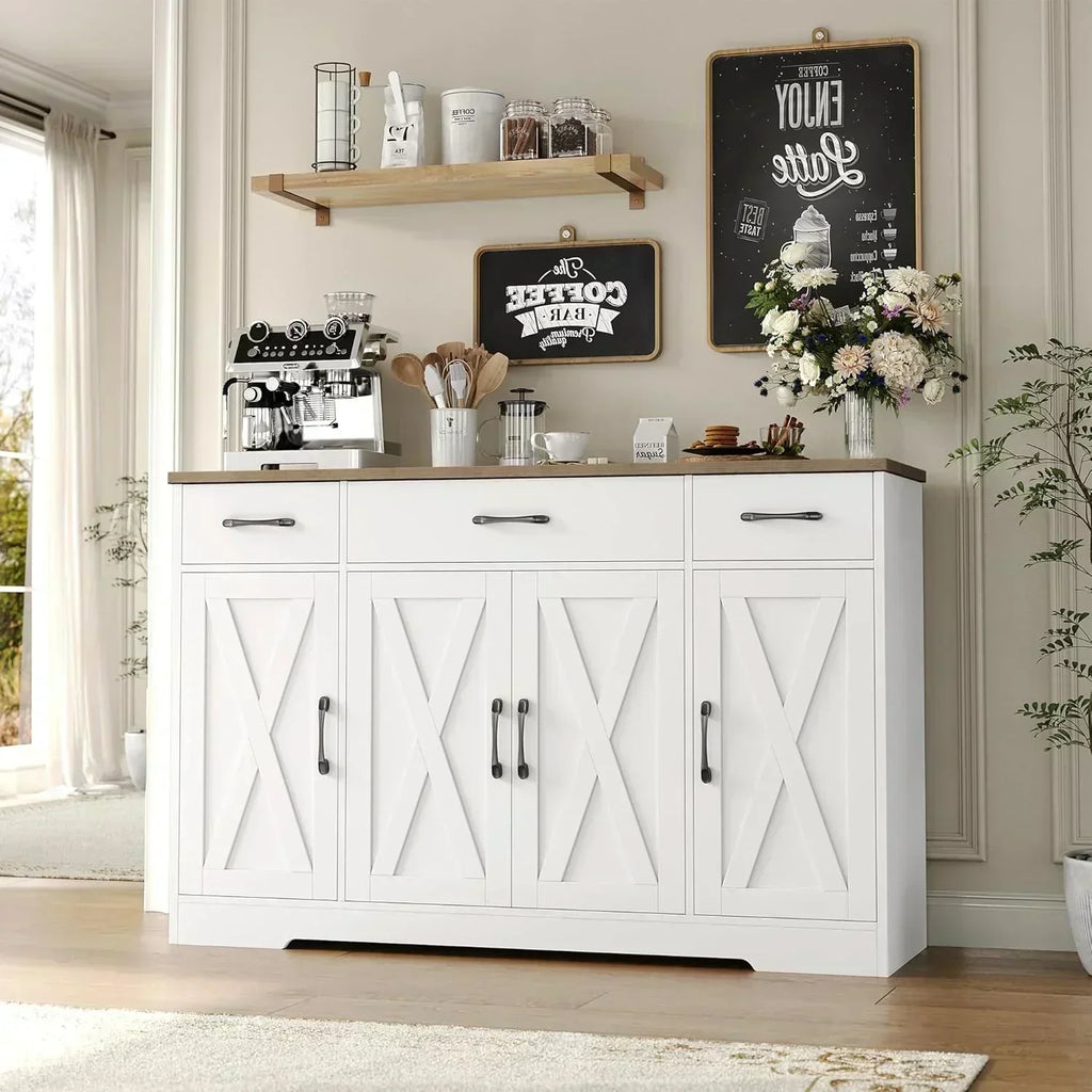 Sideboard with drawers large 55-inch sideboard modern farmhouse wood kitchen dining table
