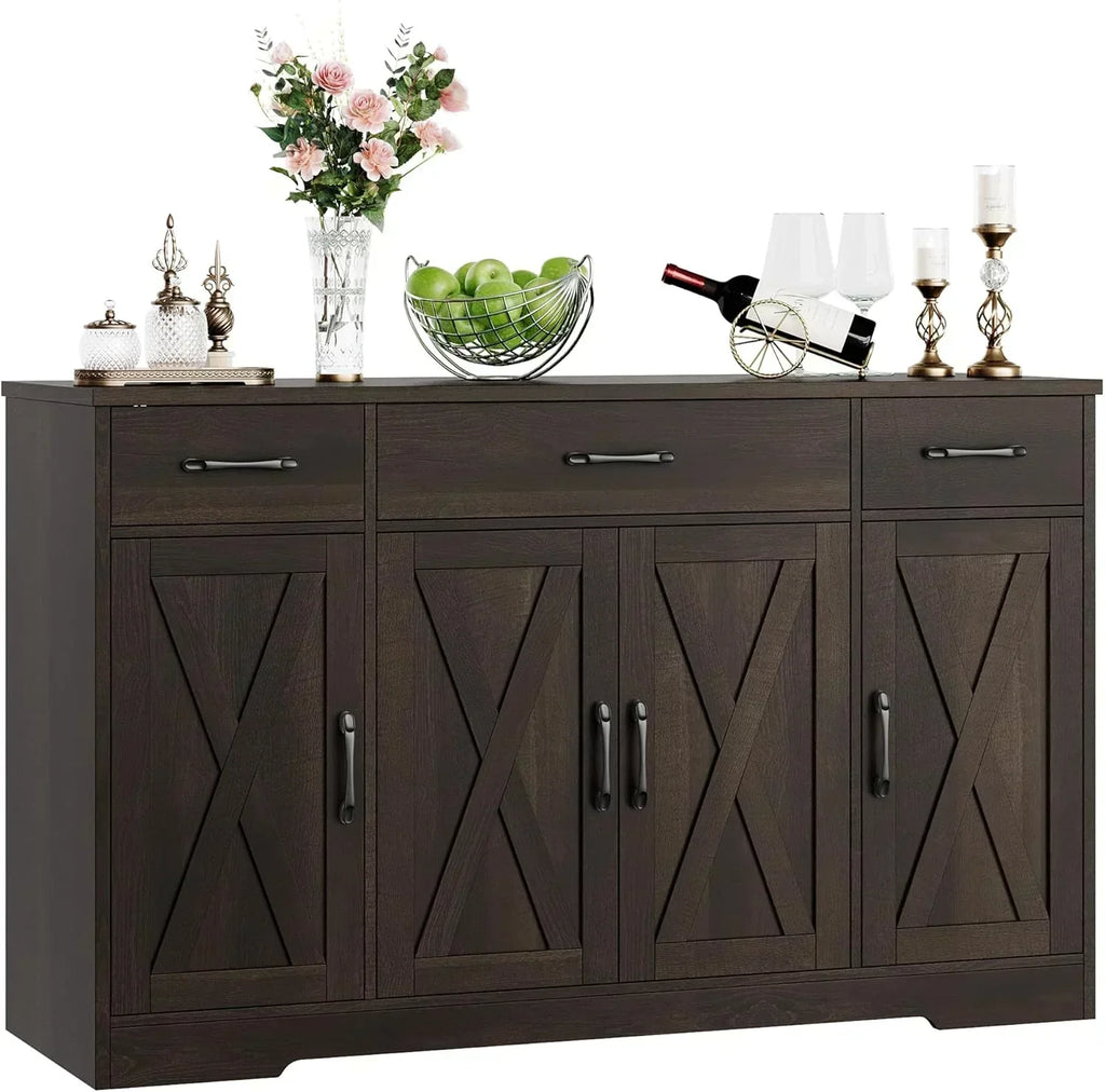 Sideboard with drawers large 55-inch sideboard modern farmhouse wood kitchen dining table