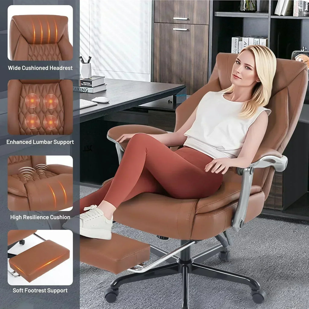 Massage Office Chair with Heating and Footrest Ergonomic Executive Reclining Office Chair