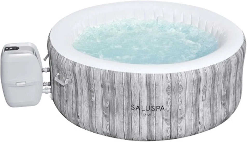 Large Round 2 to 4 Person Inflatable Hot Tub Portable Outdoor Spa with 120 AirJets and EnergySense Cover, Grey