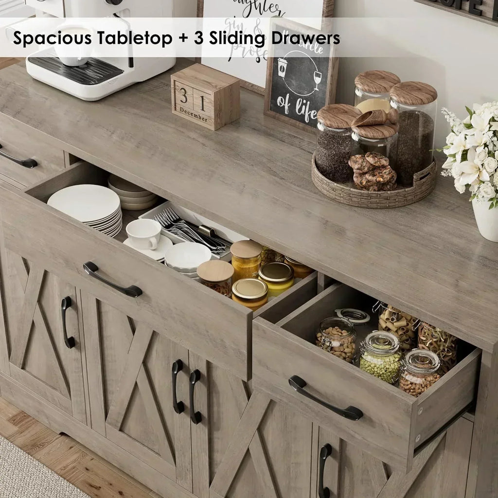 Sideboard with drawers large 55-inch sideboard modern farmhouse wood kitchen dining table
