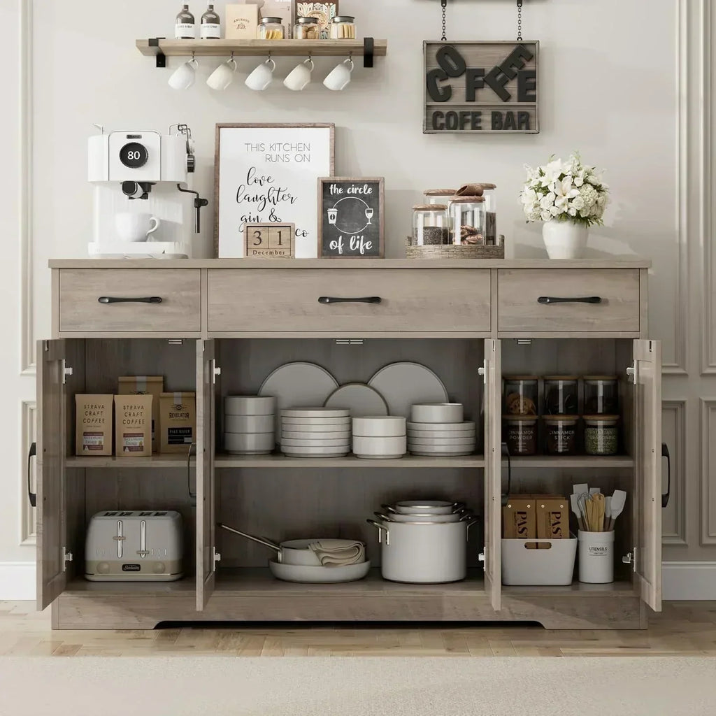 Sideboard with drawers large 55-inch sideboard modern farmhouse wood kitchen dining table