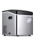 Portable Ice Maker 50 lb. Daily, 12 Cubes in Under 7 Minutes - Compact Countertop Design - 3 Size Bullet Shaped Ice - for Kitchen/Office/RV/Bar - Stainless Steel