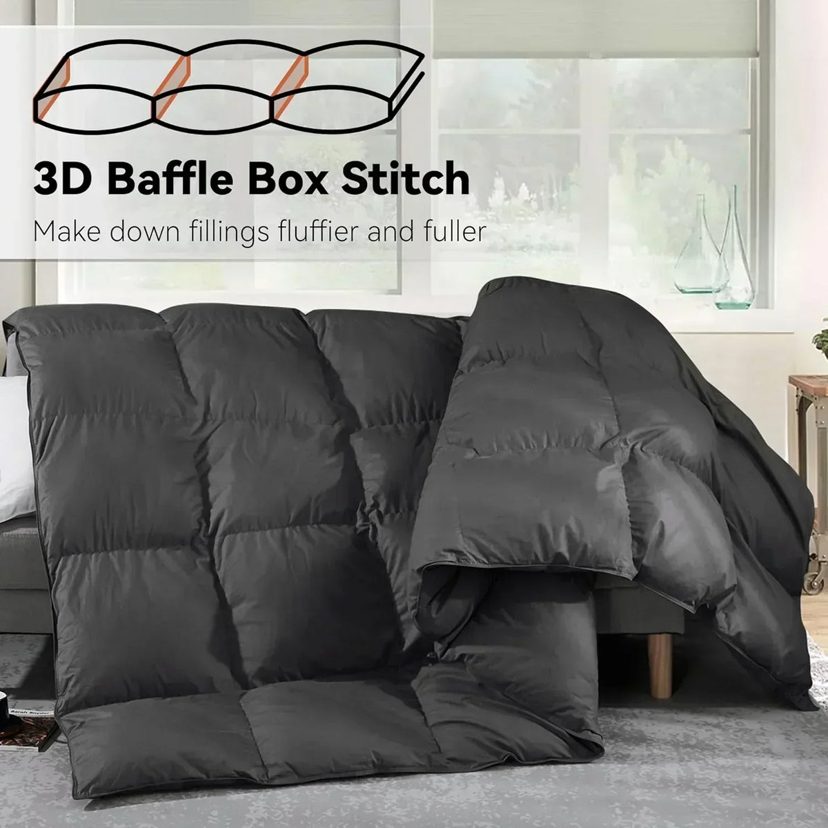 Premium Down Comforter 3D Baffle Box Design