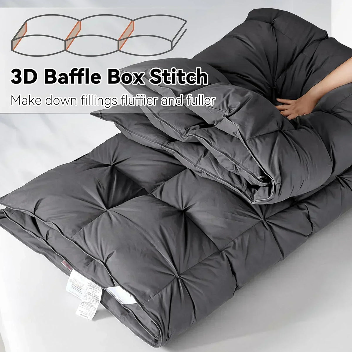 Premium Down Comforter 3D Baffle Box Design