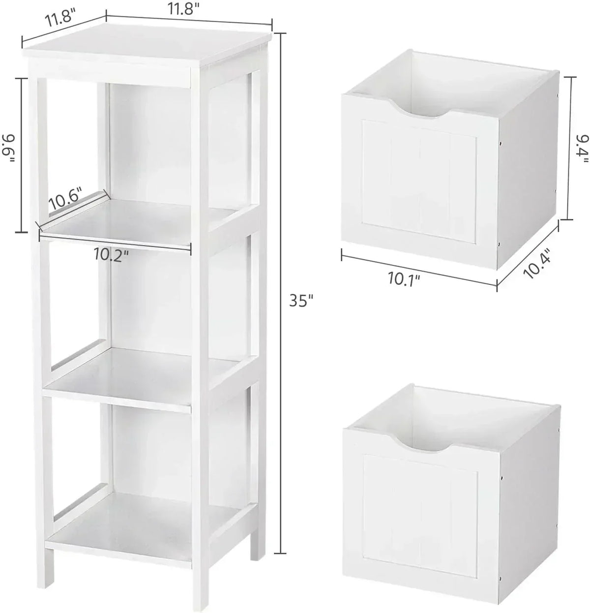 Bathroom Floor Cabinet Wooden Storage Cabinet with 2 Drawers Multifunctional Side Organizer Rack