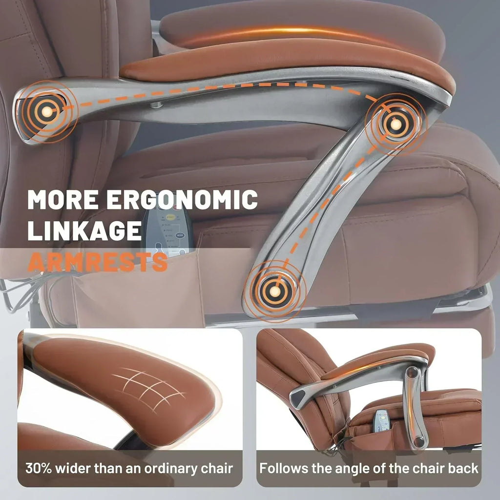 Massage Office Chair with Heating and Footrest Ergonomic Executive Reclining Office Chair