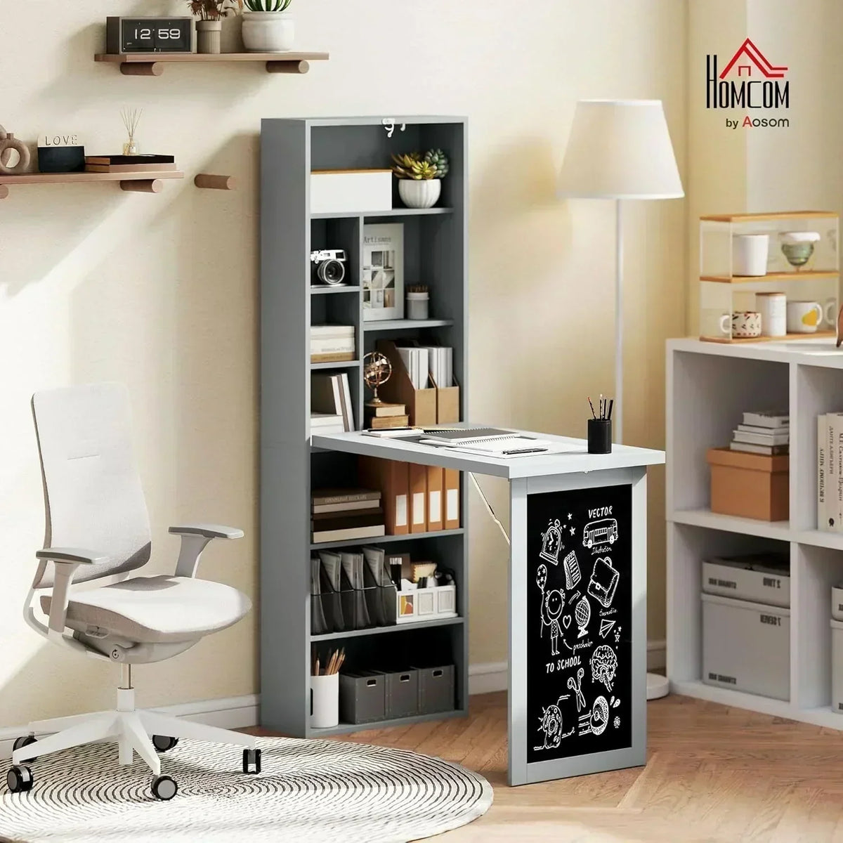 Folding convertible writing desk wall mounted desk cabinet multifunctional home workstation