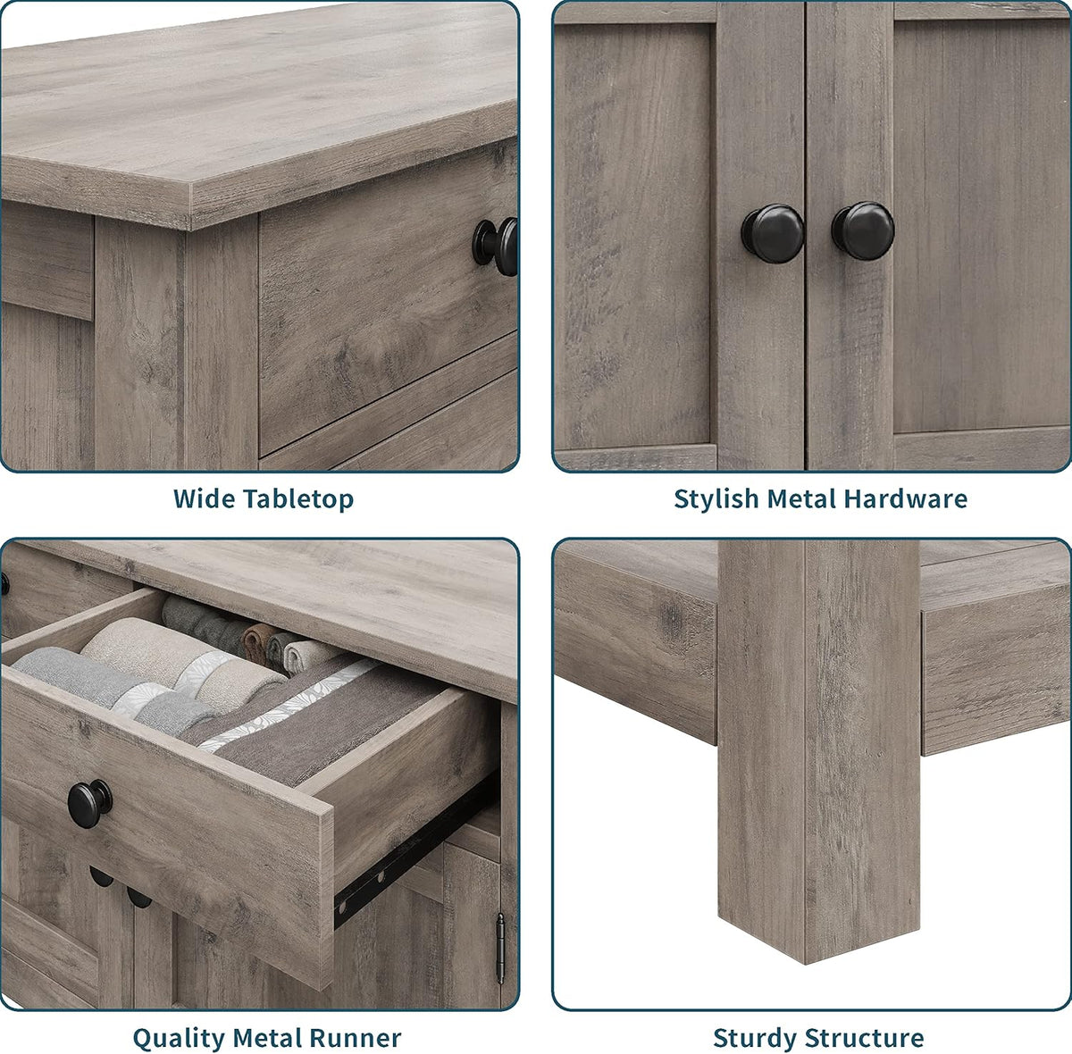 Farmhouse style console table coffee bar entry table with storage rack sofa table