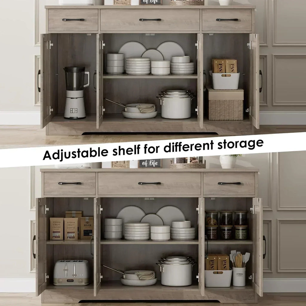 Sideboard with drawers large 55-inch sideboard modern farmhouse wood kitchen dining table