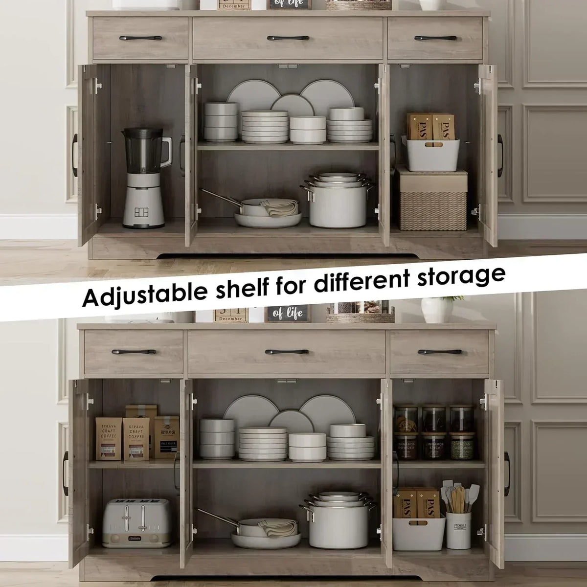 Sideboard with drawers large 55-inch sideboard modern farmhouse wood kitchen dining table